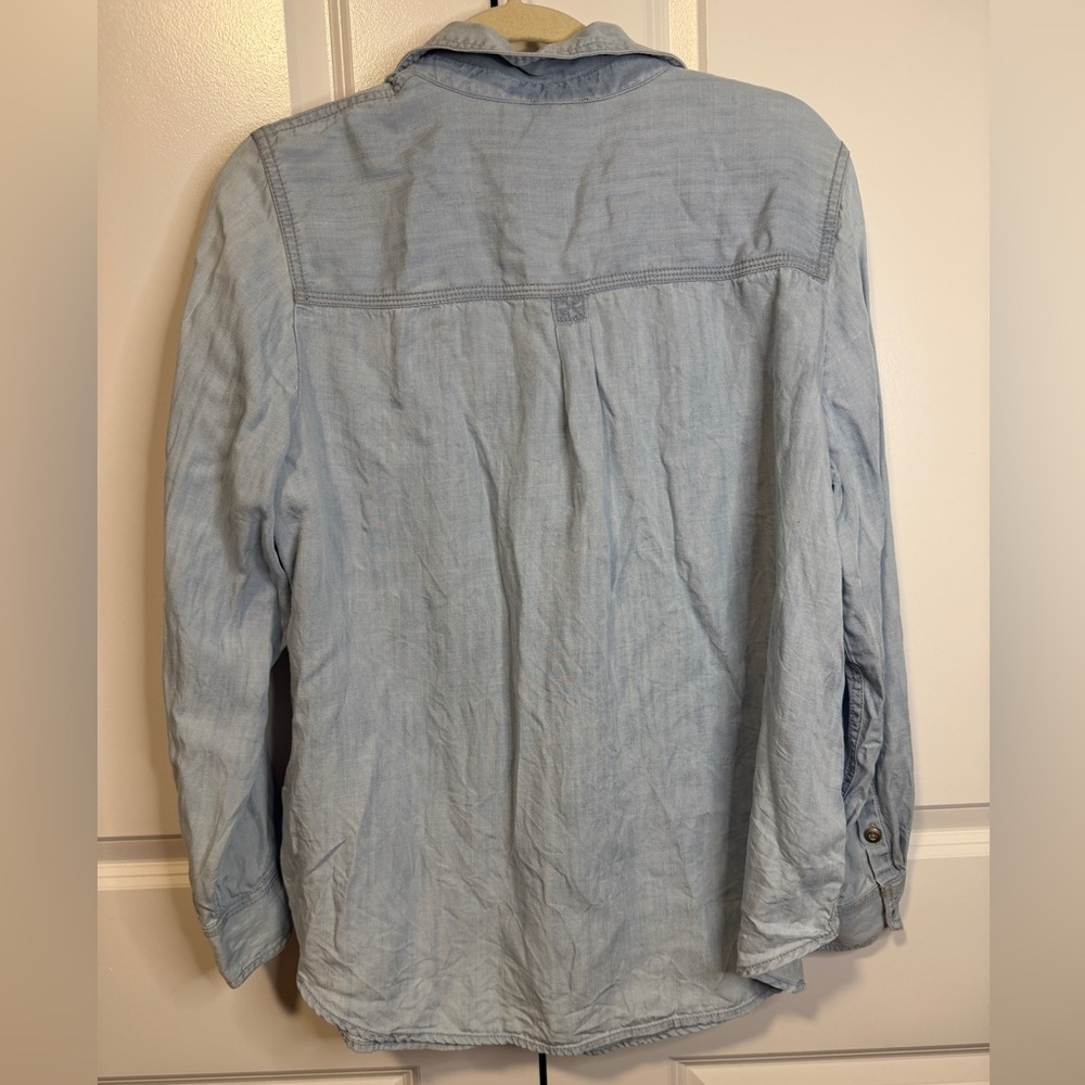 Talbots Woman Light Blue Tencel Chambray Button Front Shirt Size X 14W/16W - Picture 2 of 6